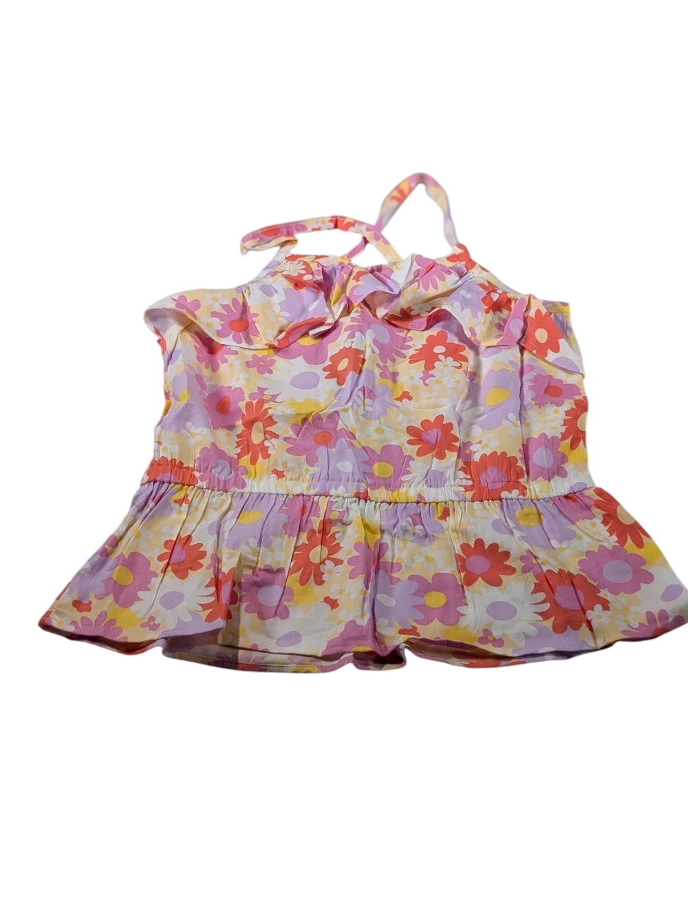 Lands' End Girls Ruffle Tank Top in Bright Daisies Size M Plus